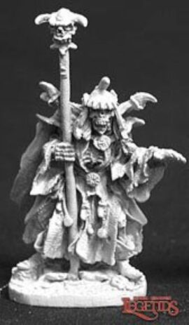 02269 Aserlis, Lich Lord is a miniature metal model in 25mm heroic scale from the Reaper Dark Heaven Legends range. Sculpted by Bob Olley.