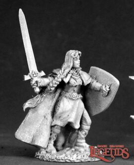 02459 Ava, Female Human Paladin, is a miniature model in 25mm heroic scale from the Reaper Dark Heaven Legends range. Sculpted by Sandra Garrity.