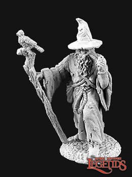 02905 Arthur Wanderhat, Wizard is a miniature metal model in 25mm heroic scale from the Reaper Dark Heaven Legends range. Sculpted by Geoff Valley.