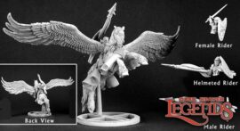 03096 Human Paladin on Pegasus is a miniature model in 25mm heroic scale from the Reaper Dark Heaven Legends range. Sculpted by Various artists.