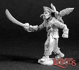 03224 Arven, Pirate Captain is a miniature metal model in 25mm heroic scale from the Reaper Dark Heaven Legends range. Sculpted by Gene Van Horne.