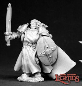 03302 Balthazar Ironfaith, Human Cleric is a miniature model in 25mm heroic scale from the Reaper Dark Heaven Legends range. Sculpted by Bobby Jackson.