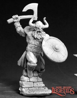 03385 Amon, Viking Warrior is a miniature model in 25mm heroic scale from the Reaper Dark Heaven Legends range. Sculpted by James Van Schaik.