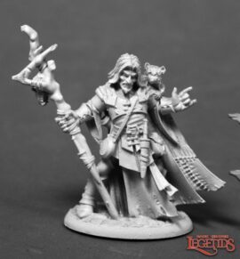 03843 Aurelio, Male Human Warlock, is a miniature model in 25mm heroic scale from the Reaper Dark Heaven Legends range. Sculpted by Bobby Jackson.