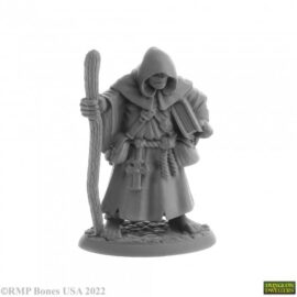 7027 : Brother Hammond, Traveling Monk. High quality plastic miniature suitable for wargaming and fantasy tabletop rpg games.