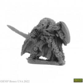 7033 : Crypt Guardian Skeleton. High quality plastic miniature suitable for wargaming and fantasy tabletop rpg games.