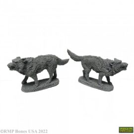 7039 : Dire Wolves (2). High quality plastic miniature suitable for wargaming and fantasy tabletop rpg games.