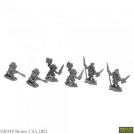 7057 : Bloodscale Kobolds (6). High quality plastic miniature suitable for wargaming and fantasy tabletop rpg games.