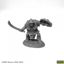 7093 : Grushnal - Orc Warrior. High quality plastic miniature suitable for wargaming and fantasy tabletop rpg games.