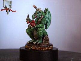 MH100 : Sablesinge, the Painting Dragon. Metal fantasy rpg mascot miniature.