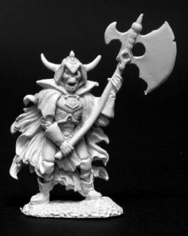 02104 Arrius the Black, Skeleton Warrior is a miniature metal model in 25mm heroic scale from the Reaper Dark Heaven Legends range.