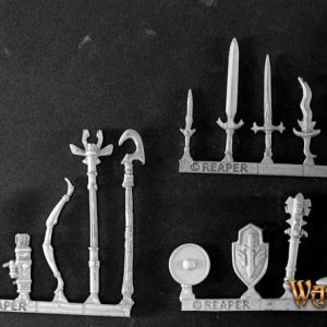 A selection of white metal weapons for repairs or conversions of 28 - 32mm fantay miniatures.