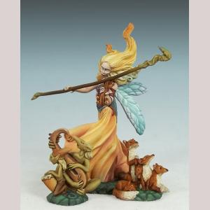 DSM7602 : Page of Wands - Female Fairy with Critters