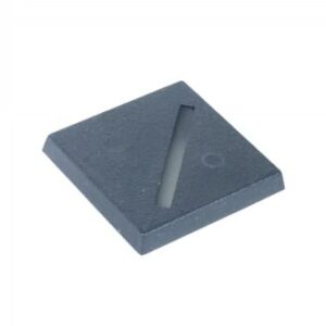 A 25mm square black plastic slotta base with a diagonal slot.