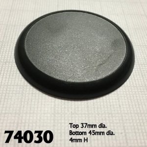 A round black plastic base with no slot.