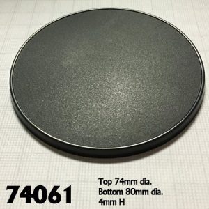 A 80mm round black plastic gaming base.