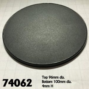 A 100mm round black plastic gaming base.