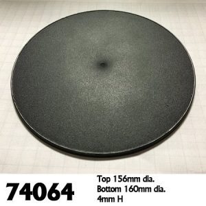 A 160mm round black plastic gaming base.