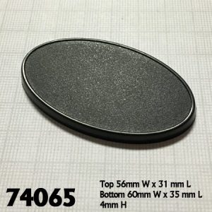 A 60 x 35mm oval black plastic gaming base.