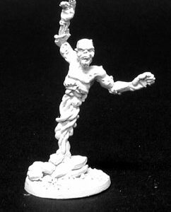 An incorporeal ghost rising upward. Its torso, outstretched arms and skull like head are formed. The rest of it is just a tapering column of etheral vapour.