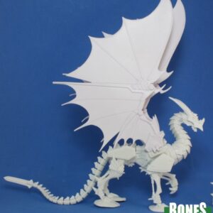 A large mechanical dragon. Unpainted plastic RPG tabletop gaming miniature.