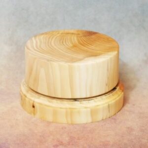 Yew Wood Round Display Plinth / Base. 64mm top diameter