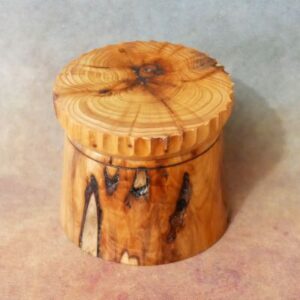 Small Yew Wood Box.  48 x 55 mm