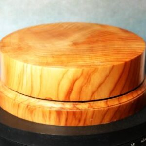 Yew Wood Round Display Plinth / Base. 105mm top diameter
